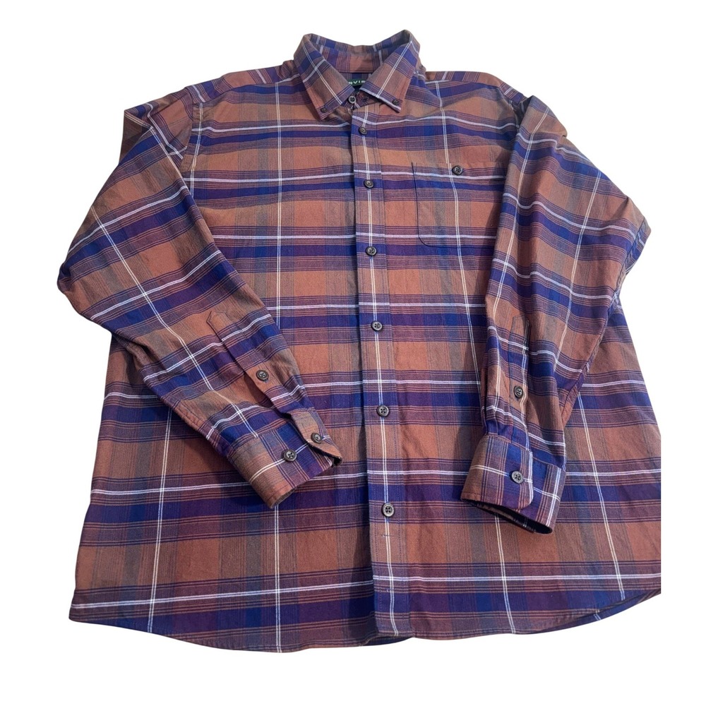 Orvis Signature Plaid Shirt Active Fit Rust Purple 3EHL F22 Men's‎ Size Large